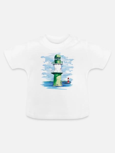 Warnemünde Leuchtturm - Baby Bio-T-Shirt mit Rundhals - Weiß