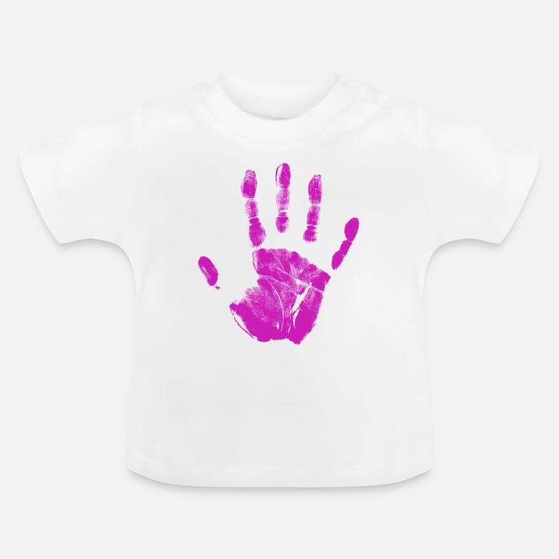 Empreinte de main, identité peinte, doigts et paume - T-shirt bio col rond Bébé - blanc