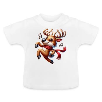Christmas Reindeer Luck - Baby Organic T-Shirt with Round Neck - white - Front