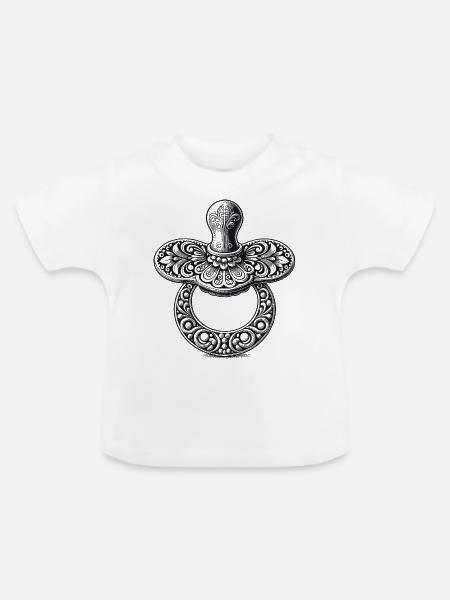 Schnuller - Baby Bio-T-Shirt mit Rundhals - Weiß