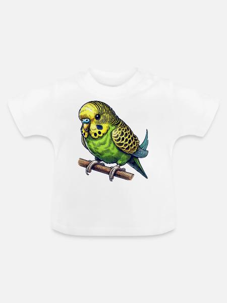 Wellensittich - Baby Bio-T-Shirt mit Rundhals - Weiß