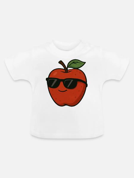 apfel comic - Baby Bio-T-Shirt mit Rundhals - Weiß