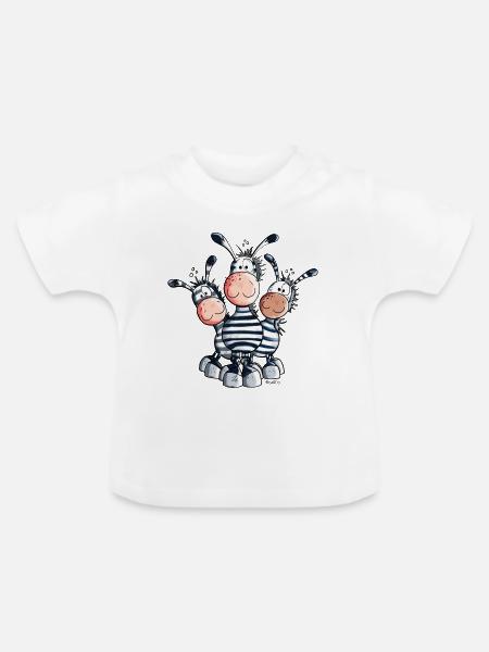 Süßes Zebra Trio - Baby Bio-T-Shirt mit Rundhals - Weiß