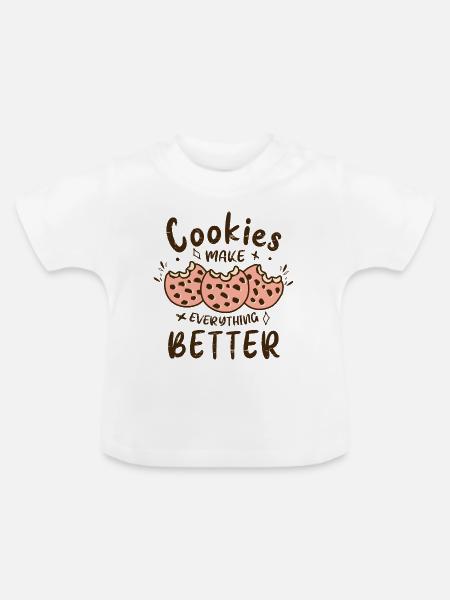 Kekse machen alles besser - Baby Bio-T-Shirt mit Rundhals - Weiß