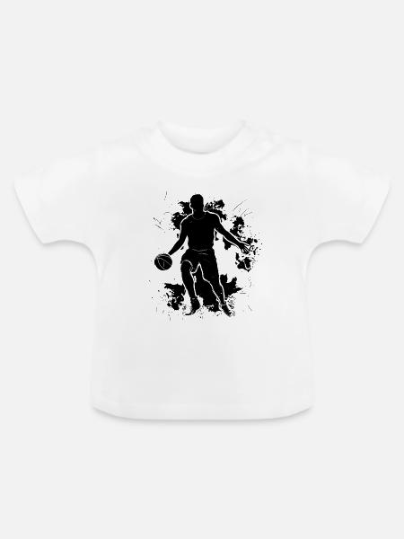 Basketballspieler Skizze - Baby Bio-T-Shirt mit Rundhals - Weiß