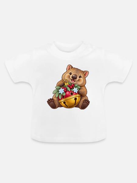 Wombat mit fröhlicher Beerenglocke - Baby Bio-T-Shirt mit Rundhals - Weiß