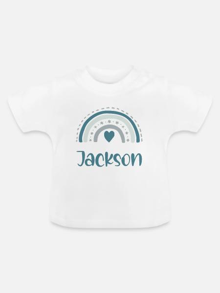 Jackson Name Rainbow - Baby Bio-T-Shirt mit Rundhals - Weiß