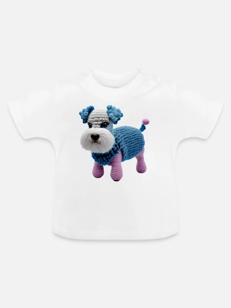 Gestrickter -Zwergschnauzer - Baby Bio-T-Shirt mit Rundhals - Weiß