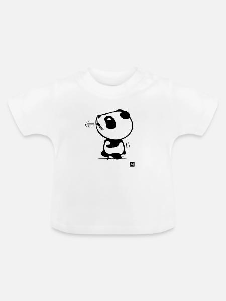 Panda Run - Baby Bio-T-Shirt mit Rundhals - Weiß