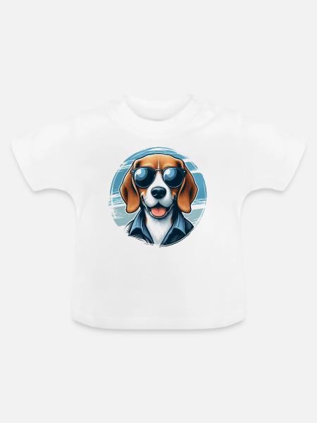Beagle Das Modell - Baby Bio-T-Shirt mit Rundhals - Weiß