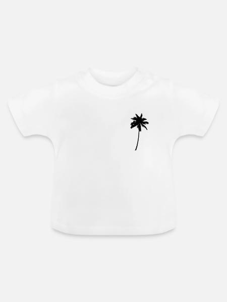 Palme - Palm tree -Palm Tree schwarz - Baby Bio-T-Shirt mit Rundhals - Weiß