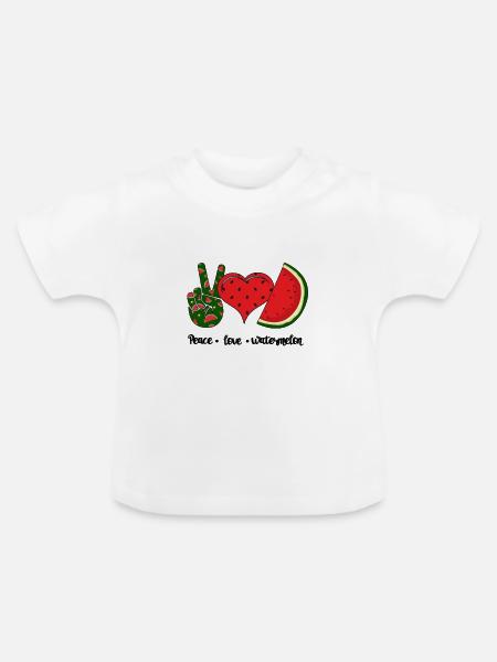 Frieden Liebe Wassermelone - Baby Bio-T-Shirt mit Rundhals - Weiß