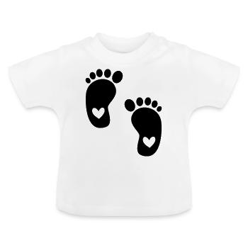 Baby Feet, Pregnancy, Baby, Sweet - Baby Organic T-Shirt with Round Neck - white - Front