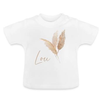 Prénom Lou & pampa - T-shirt bio col rond Bébé - blanc - Devant