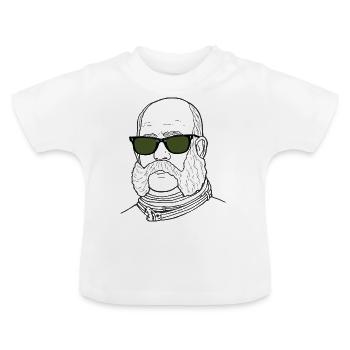 Emperor Franz Josep with glasses drawing - Baby Organic T-Shirt with Round Neck - white - Front