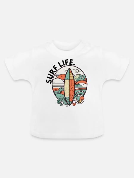 Surfen - Baby Bio-T-Shirt mit Rundhals - Weiß