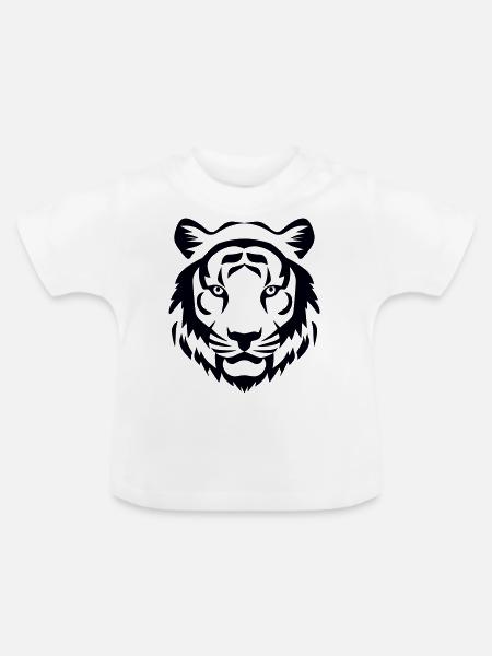 Felin Dschungel-Tigerkopf - Baby Bio-T-Shirt mit Rundhals - Weiß
