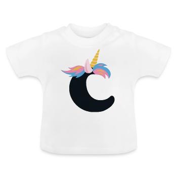 Unicorn Letter Rainbow Style "C" | be unique - Baby Organic T-Shirt with Round Neck - white - Front