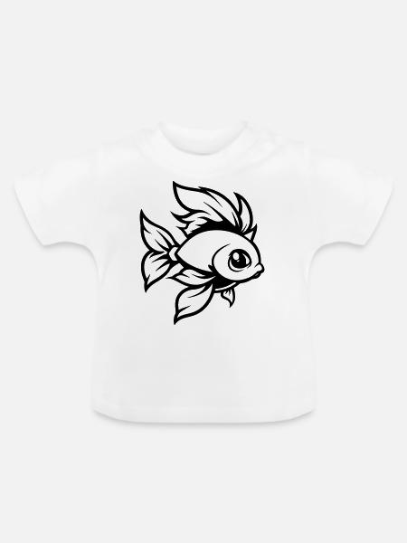 goldfisch fisch comic - Baby Bio-T-Shirt mit Rundhals - Weiß