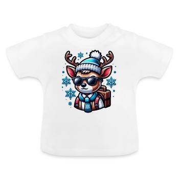 École Renne Écolier Écolier Temps Scolaire Noël - T-shirt bio col rond Bébé - blanc - Devant