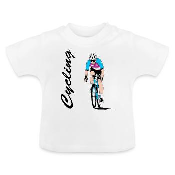 Cyclisme - Cyclistes sur route - Courses cyclistes - T-shirt bio col rond Bébé - blanc - Devant