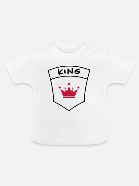 King auf Brusttasche - Baby Bio-T-Shirt mit Rundhals - Weiß
