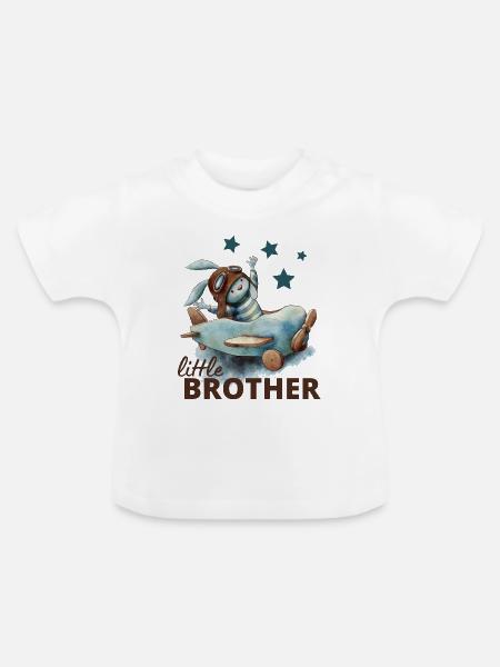Kleiner Bruder - Baby Bio-T-Shirt mit Rundhals - Weiß