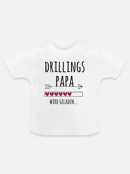 werdender Drillingspapa Schwangerschaft Drillinge - Baby Bio-T-Shirt mit Rundhals - Weiß