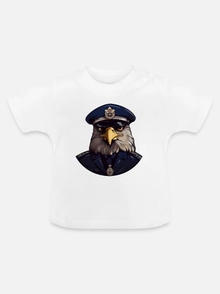 Eulen Polizist - Baby Bio-T-Shirt mit Rundhals - Weiß