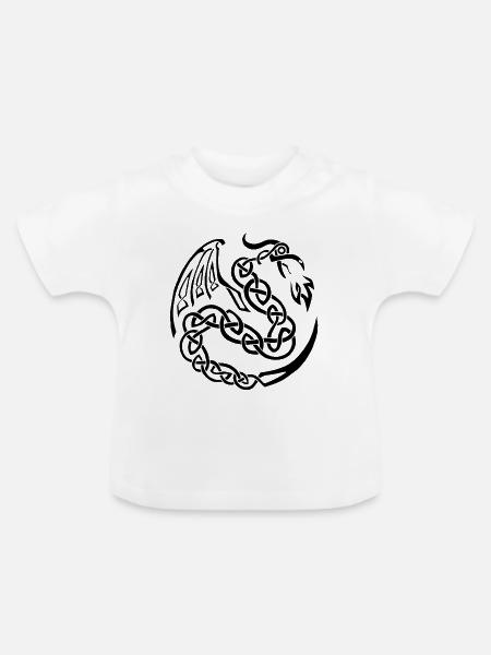 Schwarzer keltischer Drache - Baby Bio-T-Shirt mit Rundhals - Weiß