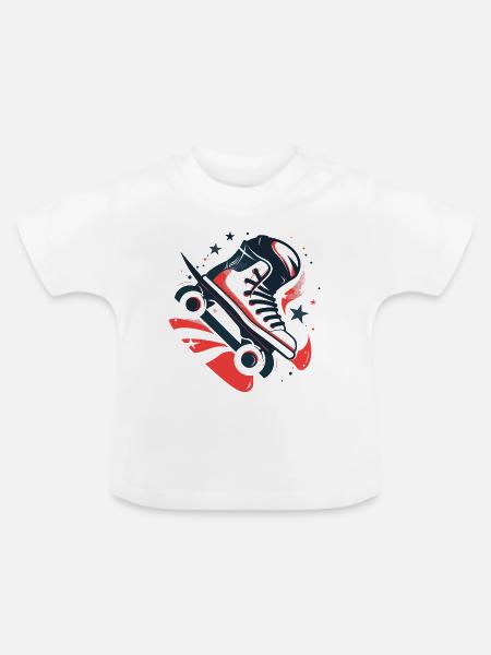 Roller Skates Zeichnung - Baby Bio-T-Shirt mit Rundhals - Weiß