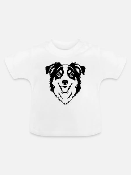Australian Shepherd Kopf schwarz - Baby Bio-T-Shirt mit Rundhals - Weiß