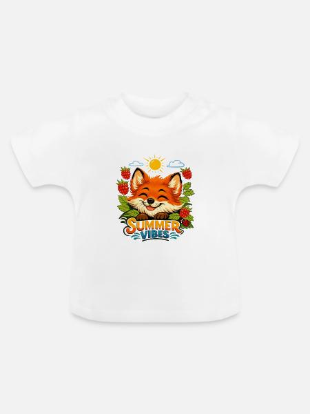 Fox Summer Vibrations - Baby Bio-T-Shirt mit Rundhals - Weiß