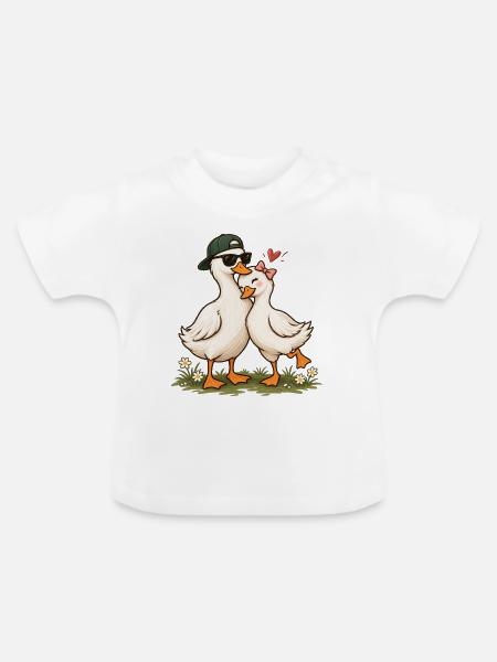 Süßes Entenpaar verliebt – passendes Partnerdesign – - Baby Bio-T-Shirt mit Rundhals - Weiß