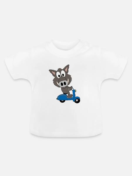 WILDSCHWEIN - ROLLER - TIER - TIERISCH - Baby Bio-T-Shirt mit Rundhals - Weiß