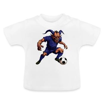 Diable Footballeur - T-shirt bio col rond Bébé - blanc - Devant