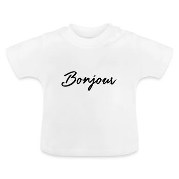 Hello, Bonjour and hello typography design - Baby Organic T-Shirt with Round Neck - white - Front