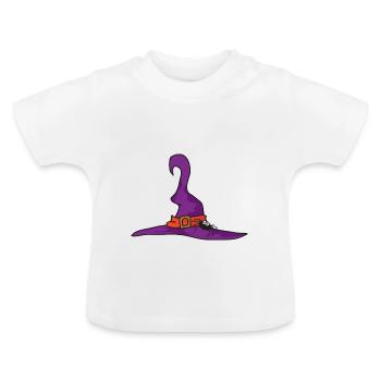 Halloween Chapeau sorcière araignée - T-shirt bio col rond Bébé - blanc - Devant
