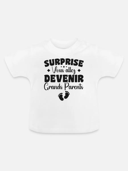 Überraschung, Sie werden Großeltern - Baby Bio-T-Shirt mit Rundhals - Weiß