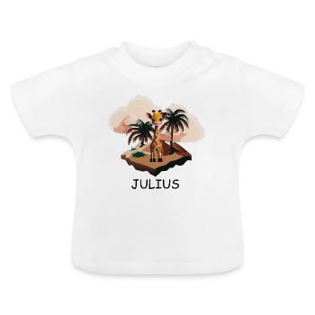 Mignon bébé girafe dans le désert - T-shirt bio col rond Bébé - blanc - Devant