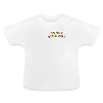 Schriftzug Sunny Vibes bestickt - Baby Bio-T-Shirt mit Rundhals - Weiß - Vorne