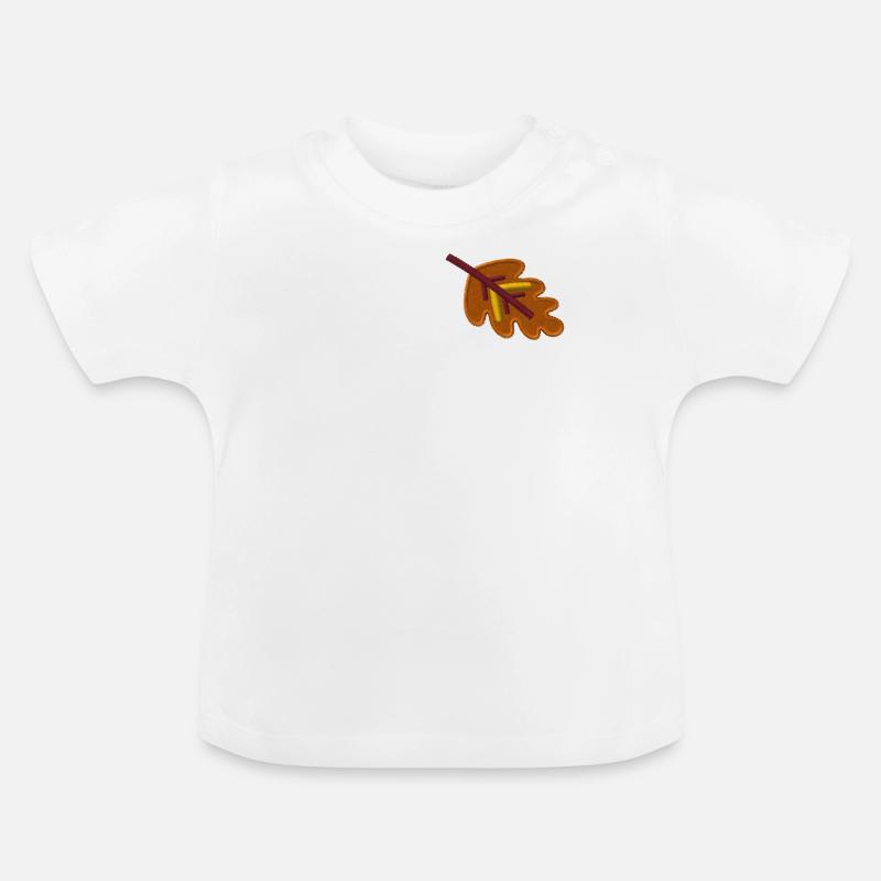 Feuille de chêne brodée - T-shirt bio col rond Bébé - blanc