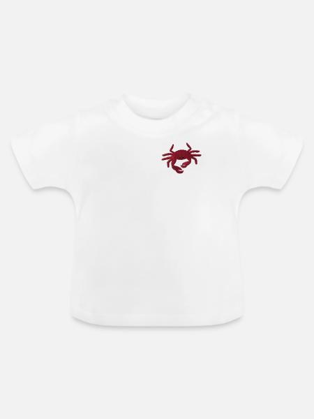 Krabbe bestickt - Baby Bio-T-Shirt mit Rundhals - Weiß