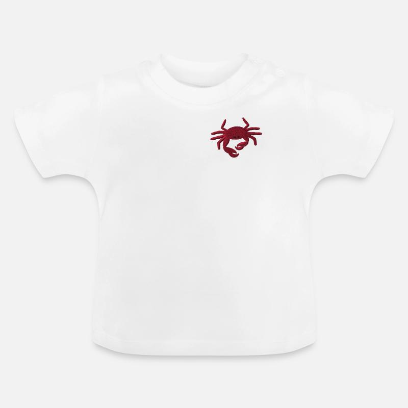 Crabe brodé - T-shirt bio col rond Bébé - blanc