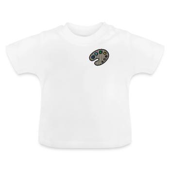 Palette de couleurs brodées - T-shirt bio col rond Bébé - blanc - Devant
