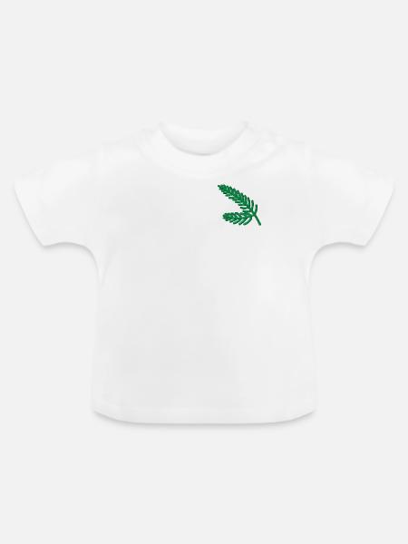 Tannenzweige bestickt - Baby Bio-T-Shirt mit Rundhals - Weiß