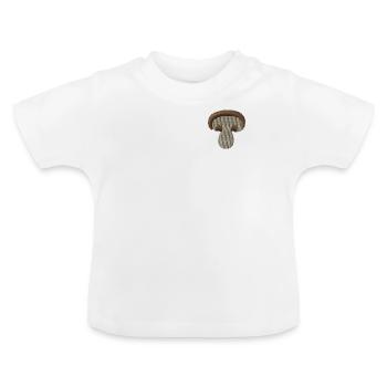 Champignon bestickt - Baby Bio-T-Shirt mit Rundhals - Weiß - Vorne