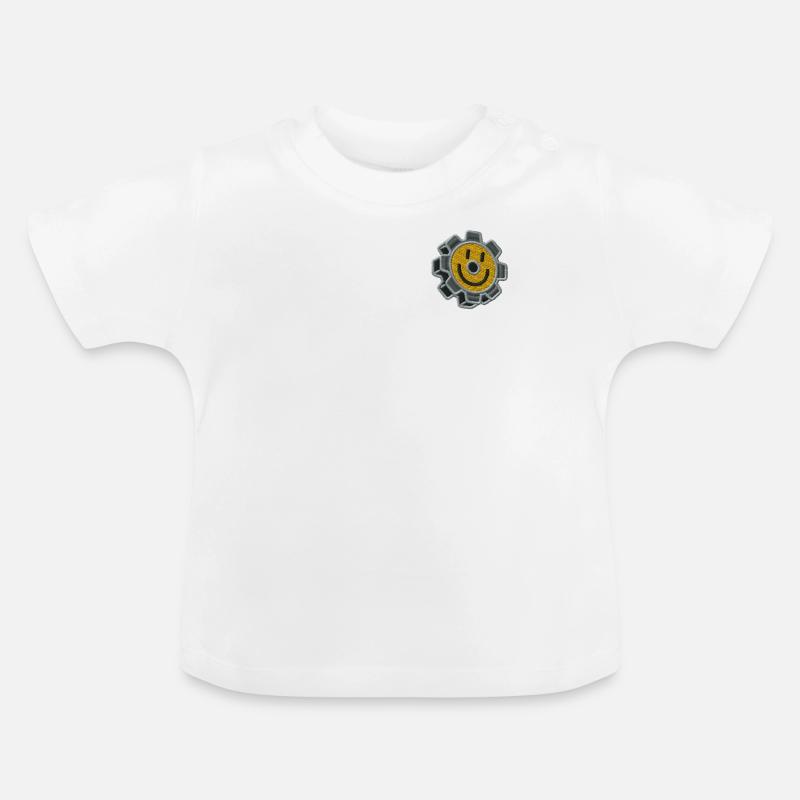 Roue dentée - T-shirt bio col rond Bébé - blanc