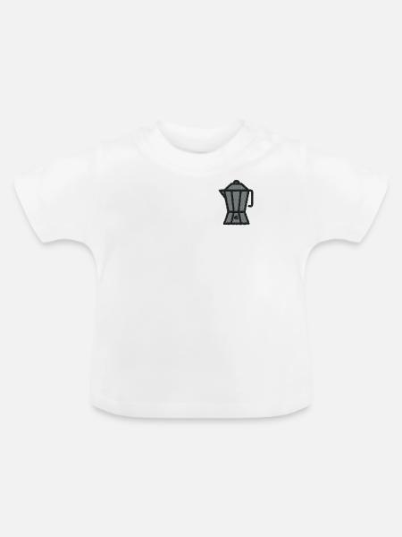 Espressokanne bestickt - Baby Bio-T-Shirt mit Rundhals - Weiß