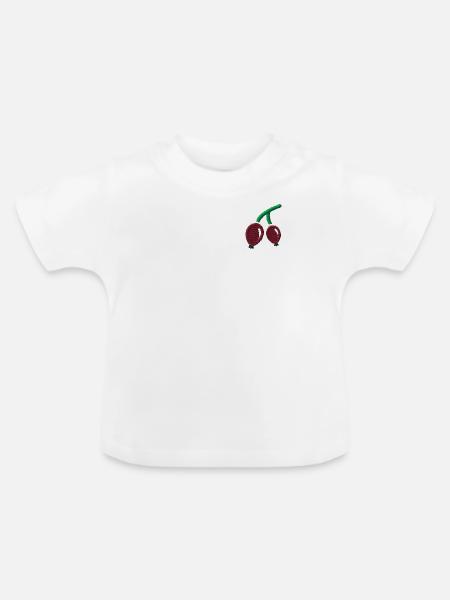Brombeeren bestickt - Baby Bio-T-Shirt mit Rundhals - Weiß